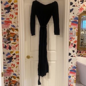 Black raw edge with slit summer dress